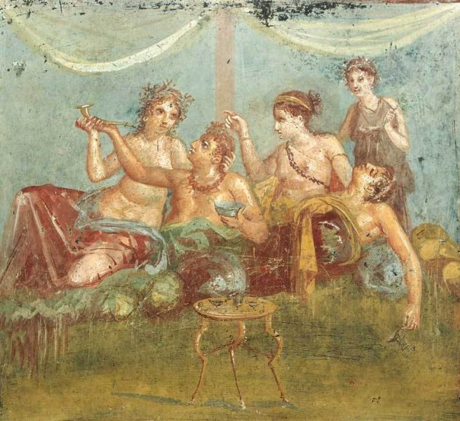 Figg. 1-3 - Pompei, Scene di banchetto e tavola imbandita, I d.C.