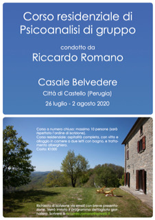 Corso residenziale di Psicoanalisi di gruppo. Città di Castello, 26/7-2/8/2020