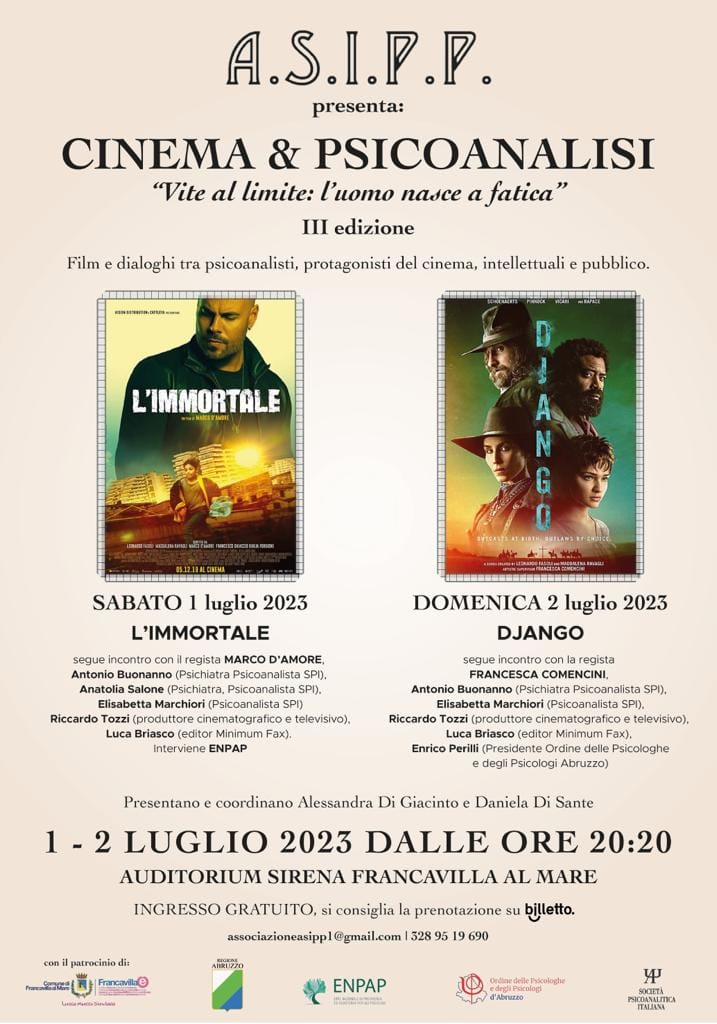 “Cinema e Psicoanalisi” Francavilla al Mare (CH), 1-2/07/2023 Report di D. Di Sante ed E. Marchiori