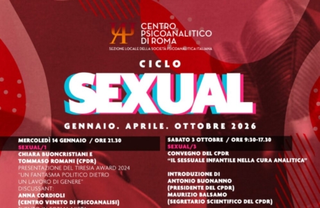 CPdR – Sexual, tre incontri: 14/01, 27/04 e 03/10/2026
