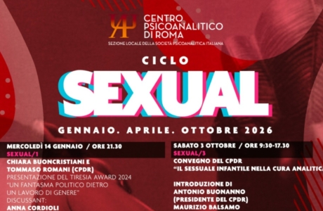 CPdR - Sexual, tre incontri: 14/01, 27/04 e 03/10/2026
