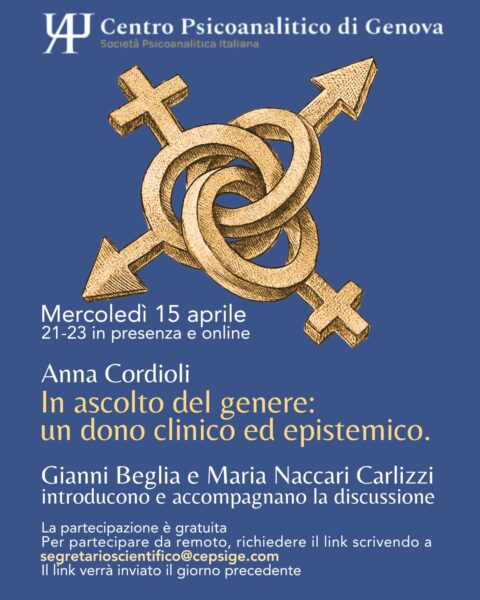 CPG -  In ascolto del genere: un dono clinico ed epistemico. Genova e Zoom, 15/04/2026