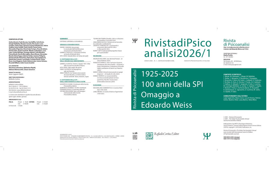 Il nuovo numero della Rivista di Psicoanalisi – 2026/1