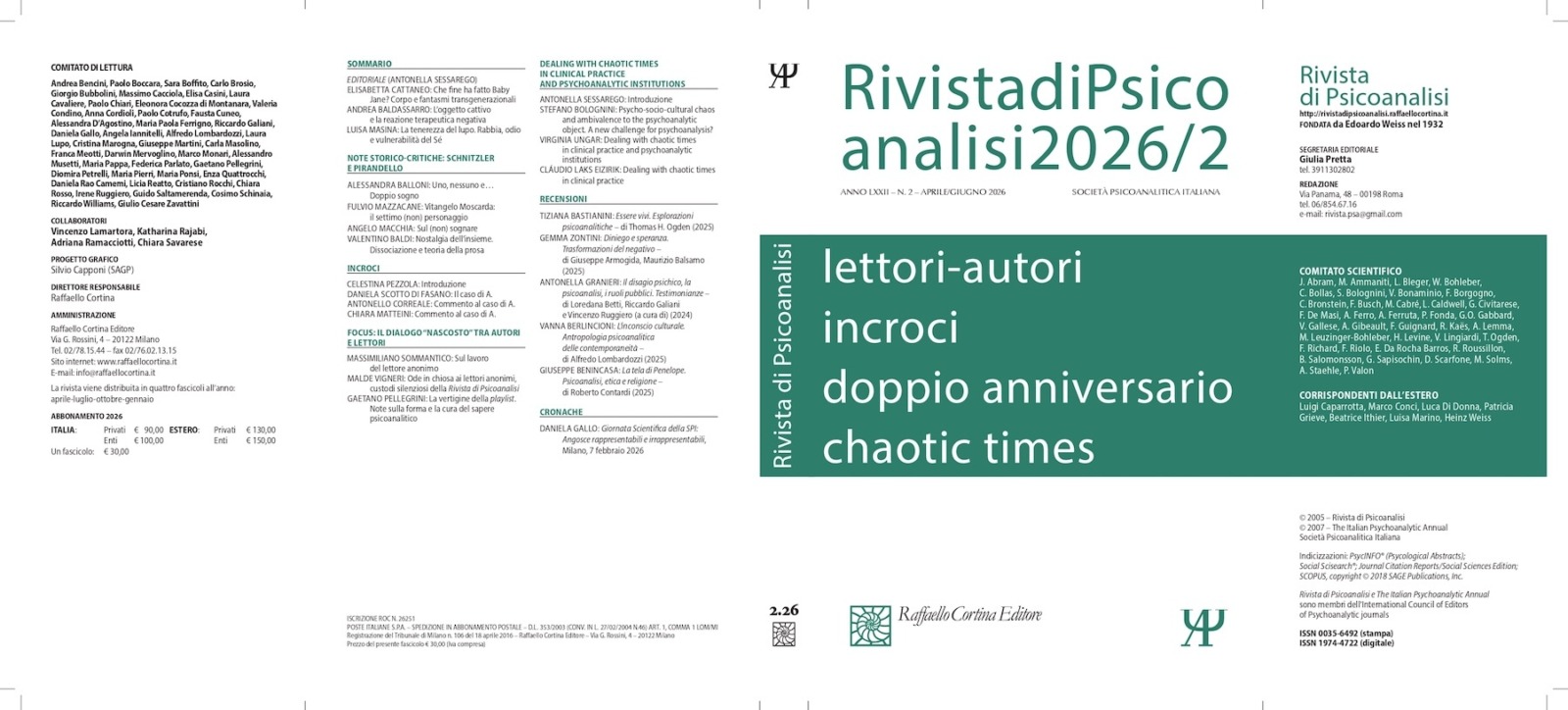 Il nuovo numero della Rivista di Psicoanalisi – 2026/2