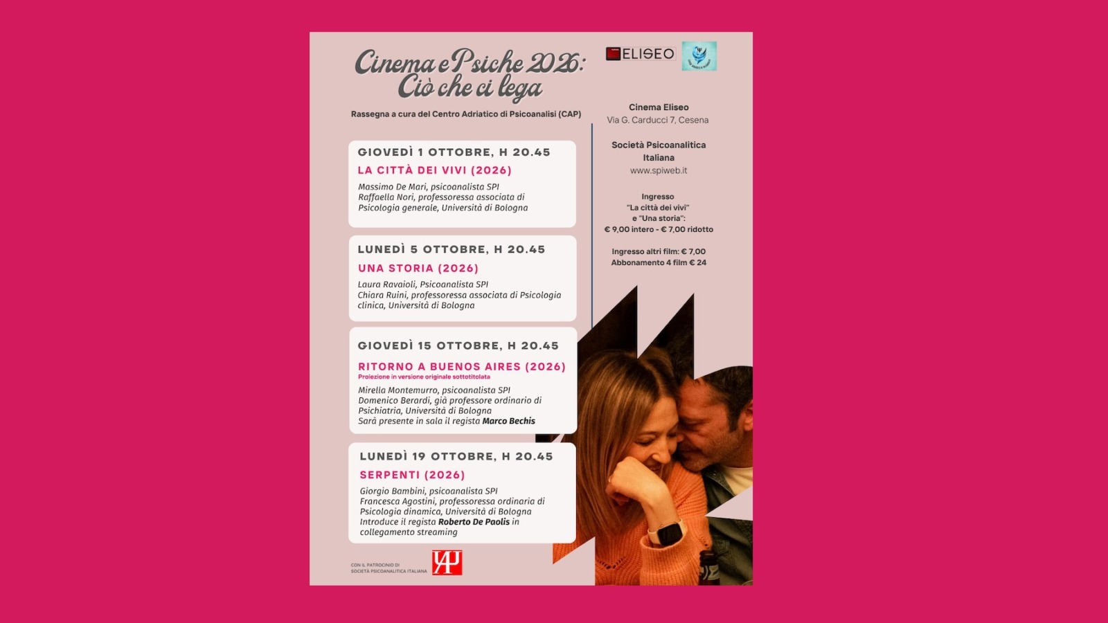 CAP - Cinema e Psiche 2026: Ciò che ci lega. Cesena,
