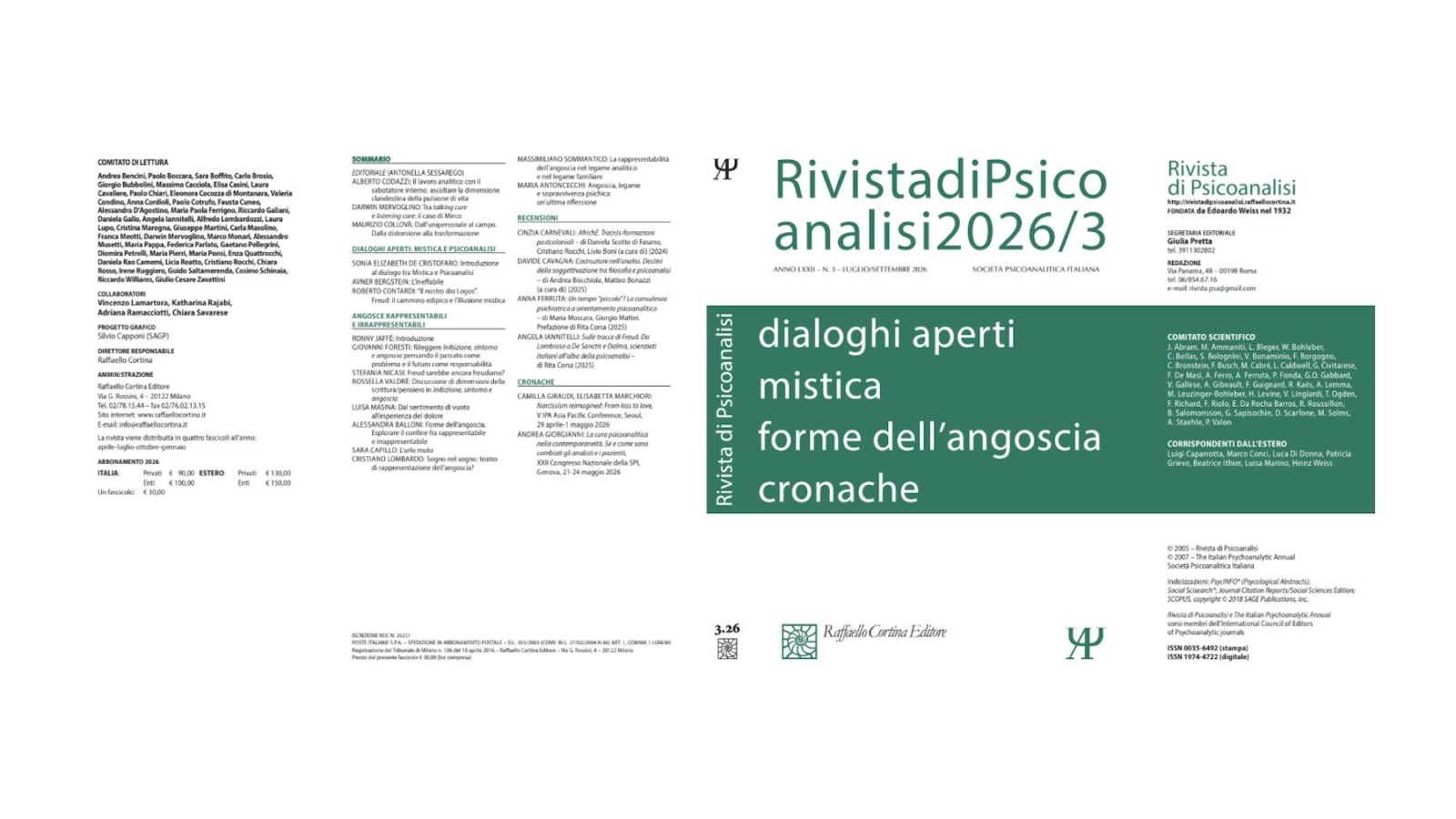 Il nuovo numero della Rivista di Psicoanalisi – 2026/3